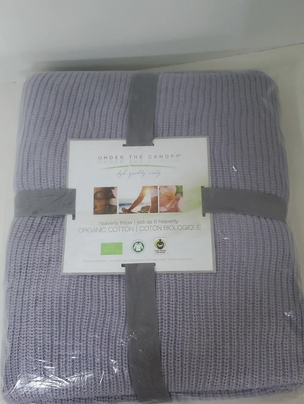 Under The Canopy Heavenly Throw Lavender Organic Cotton Knit Throw 50